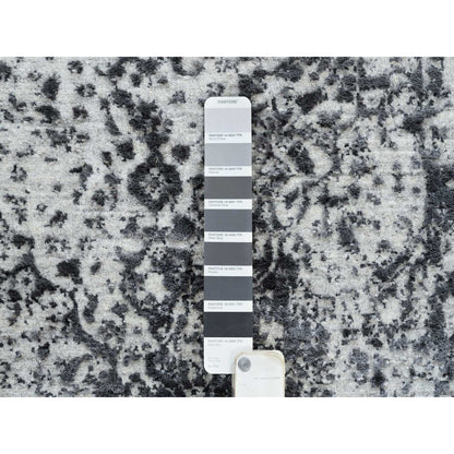 Transitional Wool & Pure Silk Hand Knotted Rug Grey No Border 2.7X8.2 -O064324