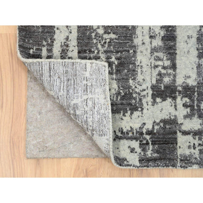 Modern and Contemporary Wool & Pure Silk Hand Loomed Rug Black No Border 2.6X11.10 -O064327