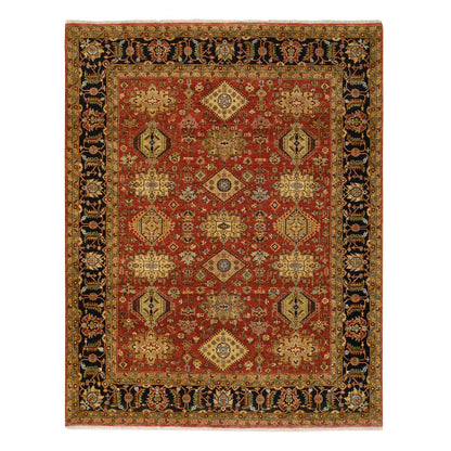 Heriz Wool Hand Knotted Rug Red Dark Denim 8.2X10.0 -O064331