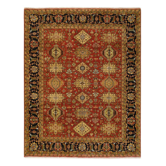 Heriz Wool Hand Knotted Rug Red Dark Denim 8.2X10.0 -O064331
