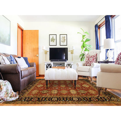 Heriz Wool Hand Knotted Rug Red Dark Denim 8.2X10.0 -O064331