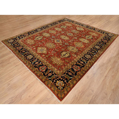 Heriz Wool Hand Knotted Rug Red Dark Denim 8.2X10.0 -O064331