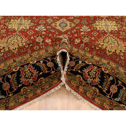 Heriz Wool Hand Knotted Rug Red Dark Denim 8.2X10.0 -O064331