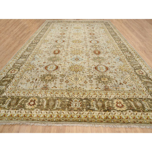 Heriz Wool Hand Knotted Rug Grey Brown 12.0X18.0 -O064335