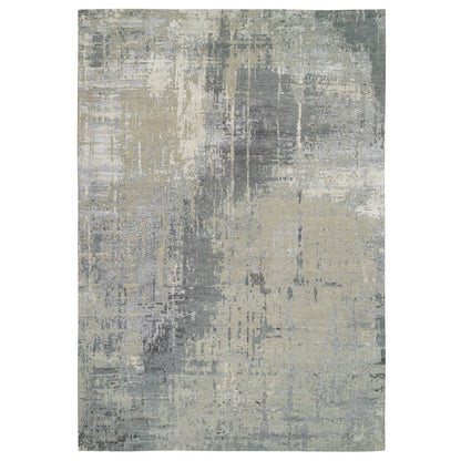 Modern and Contemporary Wool & Silk Hand Knotted Rug Grey No Border 12.1X17.10 -O064337