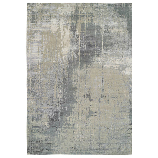 Modern and Contemporary Wool & Silk Hand Knotted Rug Grey No Border 12.1X17.10 -O064337