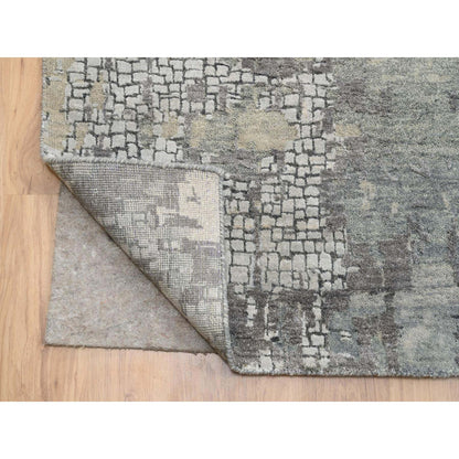 Modern and Contemporary Wool & Silk Hand Knotted Rug Grey No Border 12.1X17.10 -O064337