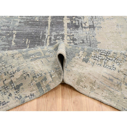 Modern and Contemporary Wool & Silk Hand Knotted Rug Grey No Border 12.1X17.10 -O064337