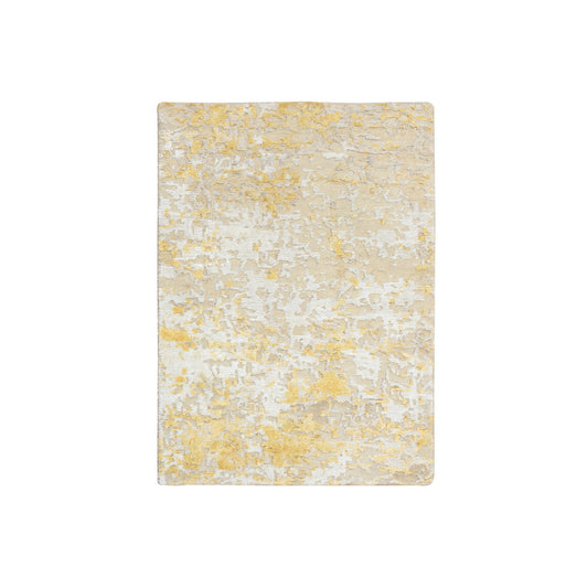 Modern and Contemporary Wool & Silk Hand Knotted Rug Yellow No Border 2.0X2.9 -O064344