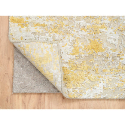 Modern and Contemporary Wool & Silk Hand Knotted Rug Yellow No Border 2.0X2.9 -O064344