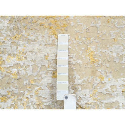 Modern and Contemporary Wool & Silk Hand Knotted Rug Yellow No Border 2.0X2.9 -O064344