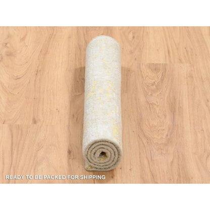 Modern and Contemporary Wool & Silk Hand Knotted Rug Yellow No Border 2.0X2.9 -O064344