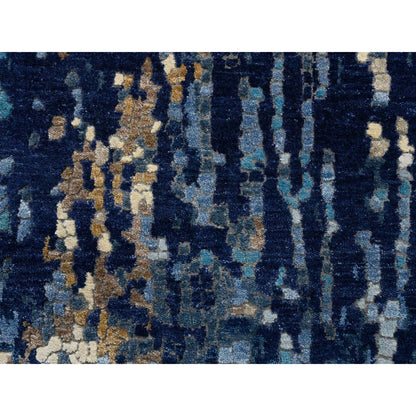 Modern and Contemporary Wool & Silk Hand Knotted Rug Blue No Border 2.6X8.0 -O064358