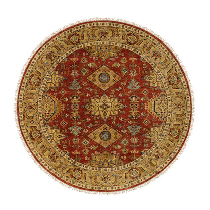 Heriz Wool Hand Knotted Rug Red Gold 6.1X6.1 -O064368