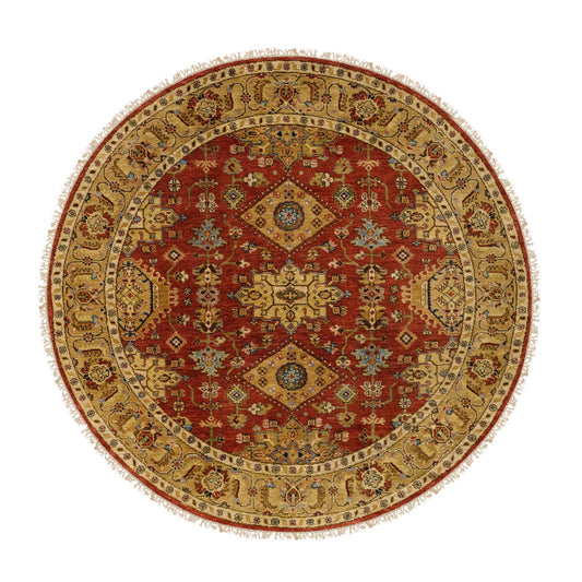 Heriz Wool Hand Knotted Rug Red Gold 6.1X6.1 -O064368