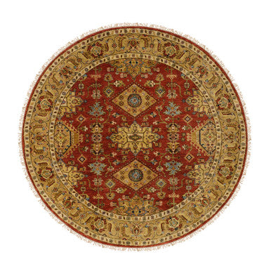 Heriz Wool Hand Knotted Rug Red Gold 6.1X6.1 -O064368