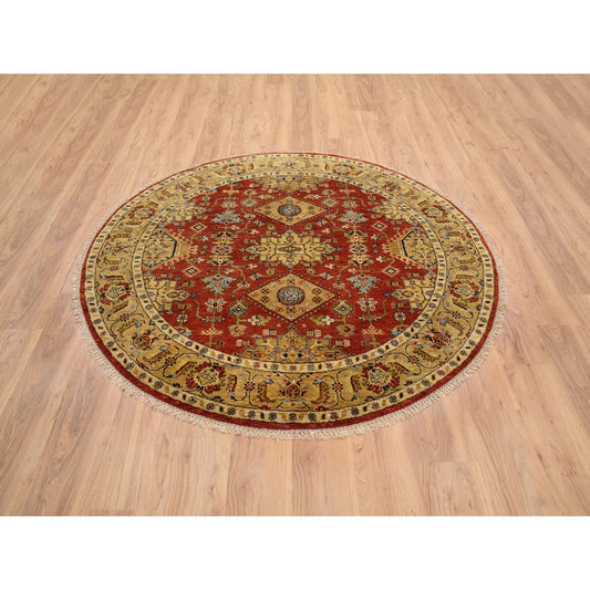 Heriz Wool Hand Knotted Rug Red Gold 6.1X6.1 -O064368