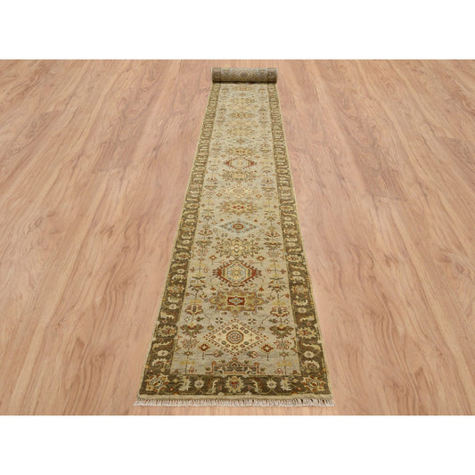 Heriz Wool Hand Knotted Rug Grey Brown 2.6X21.10 -O064378