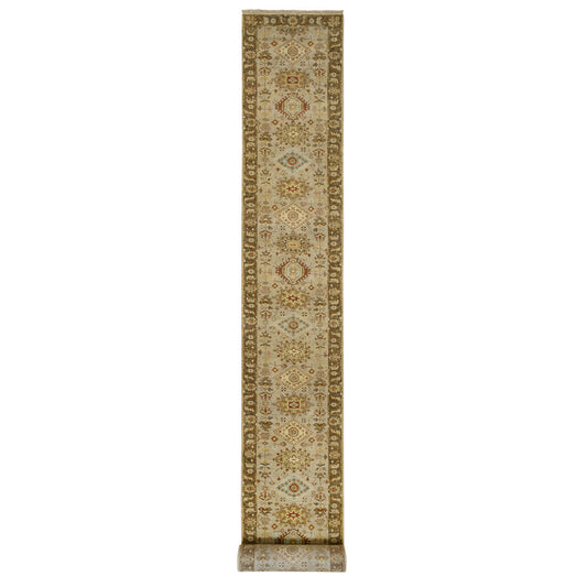 Heriz Wool Hand Knotted Rug Grey Brown 2.8X19.10 -O064379