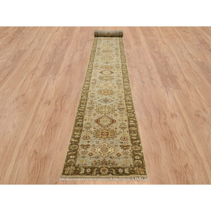 Heriz Wool Hand Knotted Rug Grey Brown 2.8X19.10 -O064379