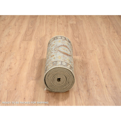Heriz Wool Hand Knotted Rug Grey Brown 2.8X19.10 -O064379