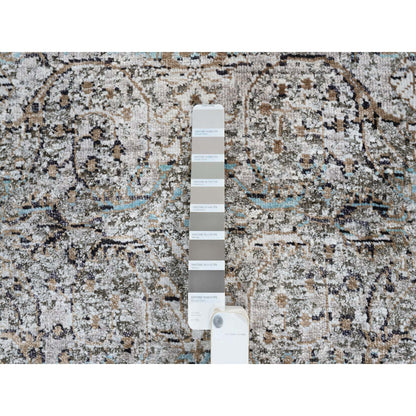 Transitional Wool & Silk Hand Knotted Rug Grey No Border 2.8X12.1 -O064406