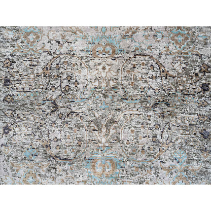 Transitional Wool & Silk Hand Knotted Rug Grey No Border 2.8X12.1 -O064406