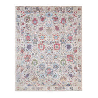 Transitional Wool & Silk Hand Knotted Rug Ivory Ivory 8.0X10.4 -O064410