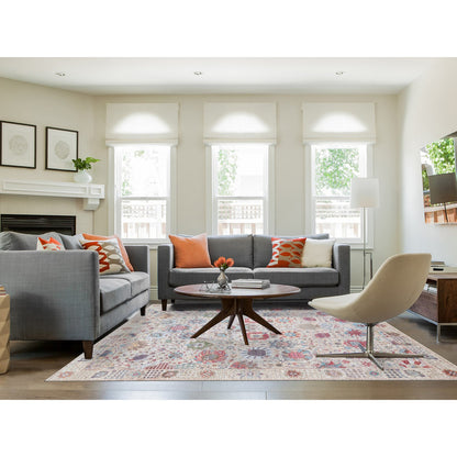 Transitional Wool & Silk Hand Knotted Rug Ivory Ivory 8.0X10.4 -O064410