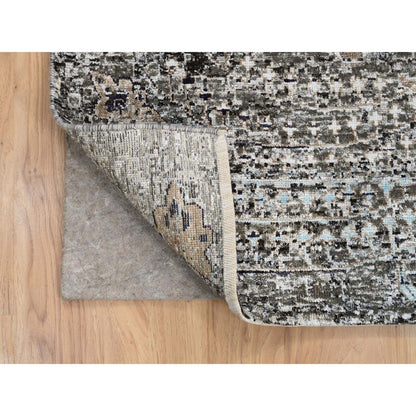 Transitional Wool & Silk Hand Knotted Rug Grey No Border 10.0X10.3 -O064414