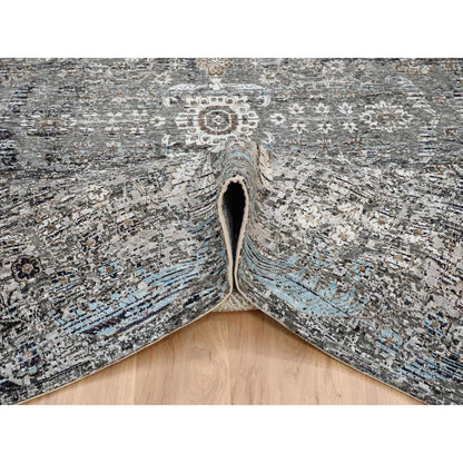 Transitional Wool & Silk Hand Knotted Rug Grey No Border 10.0X10.3 -O064414