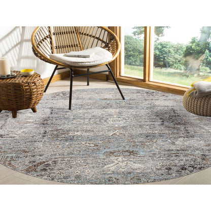 Transitional Wool & Silk Hand Knotted Rug Grey No Border 10.0X10.3 -O064415