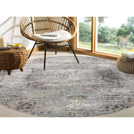 Transitional Wool & Silk Hand Knotted Rug Grey No Border 10.0X10.3 -O064415