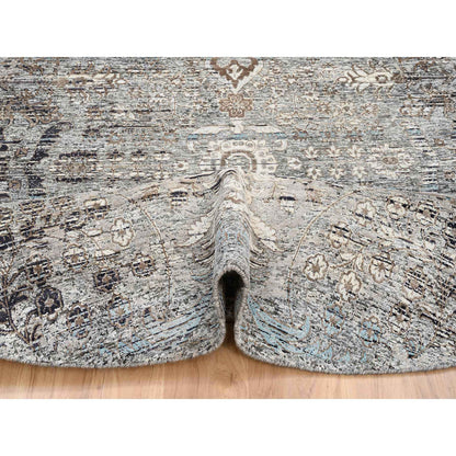 Transitional Wool & Silk Hand Knotted Rug Grey No Border 10.0X10.3 -O064415