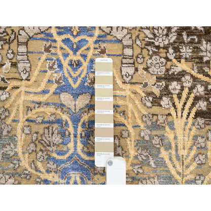 Transitional Wool & Silk Hand Knotted Rug Brown Brown 6.0X6.0 -O064420
