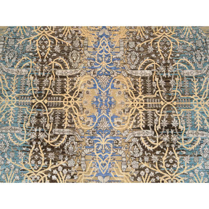 Transitional Wool & Silk Hand Knotted Rug Brown Brown 6.0X6.0 -O064420