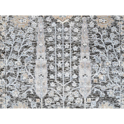 Transitional Wool & Silk Hand Knotted Rug Black No Border 2.7X8.3 -O064421