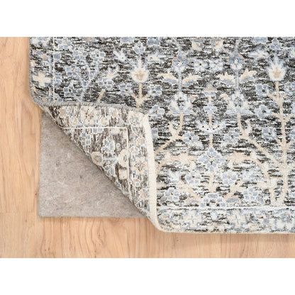 Transitional Wool & Silk Hand Knotted Rug Black No Border 2.7X8.3 -O064422