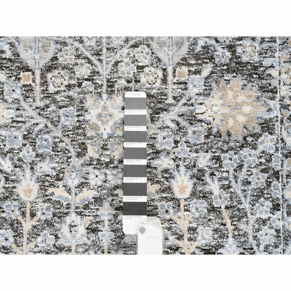Transitional Wool & Silk Hand Knotted Rug Black No Border 2.7X8.3 -O064422