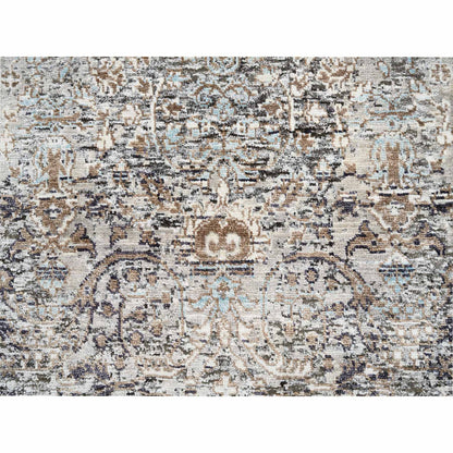 Transitional Wool & Silk Hand Knotted Rug Grey No Border 2.6X20.0 -O064424