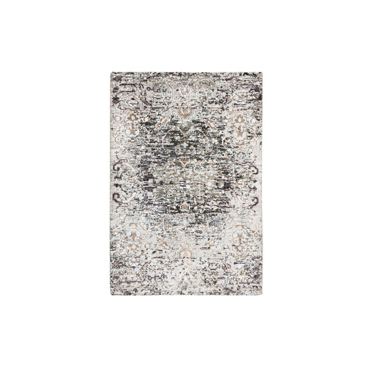 Transitional Wool & Silk Hand Knotted Rug Grey No Border 2.1X3.0 -O064427