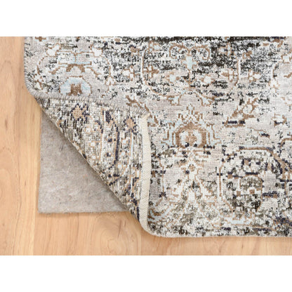 Transitional Wool & Silk Hand Knotted Rug Grey No Border 2.1X3.0 -O064427
