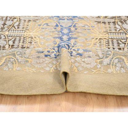 Transitional Wool & Silk Hand Knotted Rug Brown Brown 11.10X11.10 -O064438