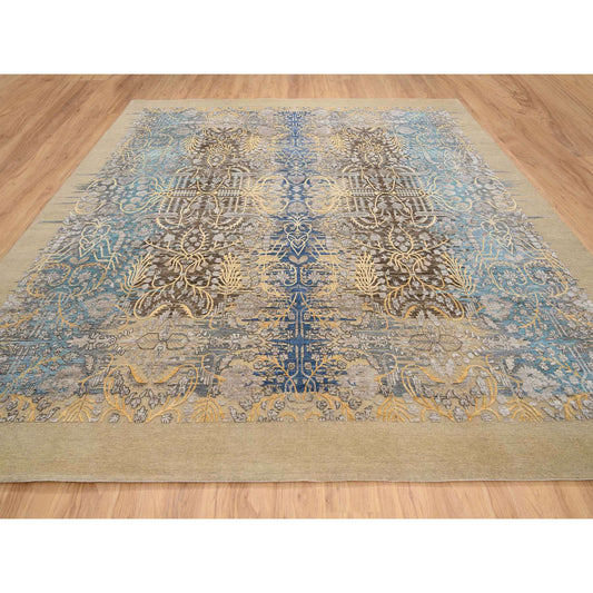 Transitional Wool & Silk Hand Knotted Rug Brown Brown 12.0X12.2 -O064440