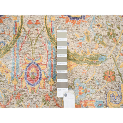 Transitional Wool & Silk Hand Knotted Rug Beige No Border 2.7X22.2 -O064445