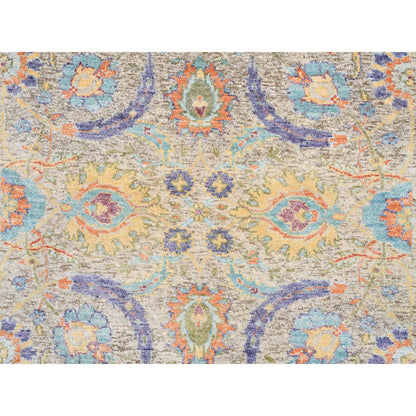 Transitional Wool & Silk Hand Knotted Rug Beige No Border 2.7X22.2 -O064445