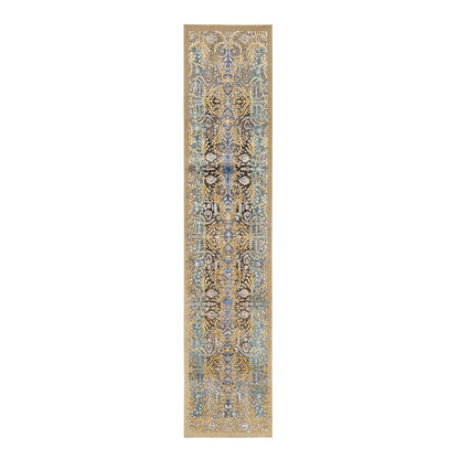Transitional Wool & Silk Hand Knotted Rug Brown Brown 2.6X12.1 -O064447