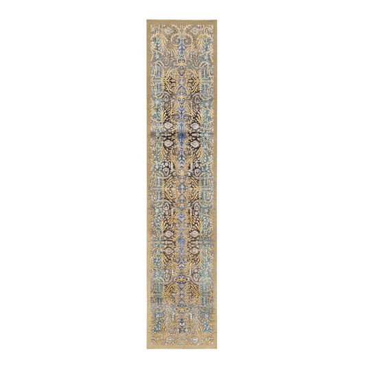 Transitional Wool & Silk Hand Knotted Rug Brown Brown 2.6X12.1 -O064447