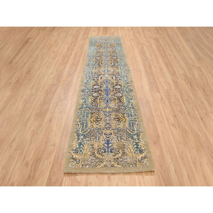 Transitional Wool & Silk Hand Knotted Rug Brown Brown 2.6X12.1 -O064447