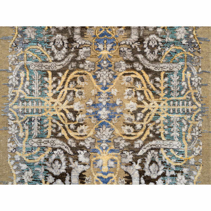 Transitional Wool & Silk Hand Knotted Rug Brown Brown 2.6X12.1 -O064447